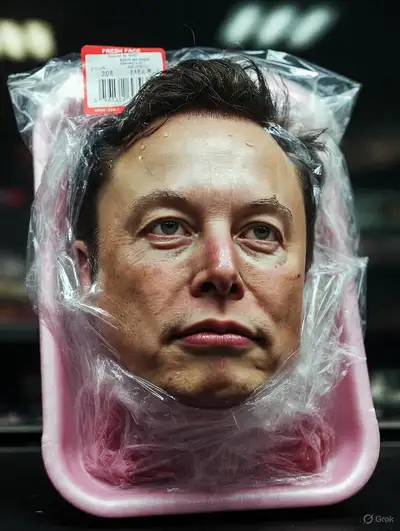 Elon Musk Supermarket Meat Satire Portrait
