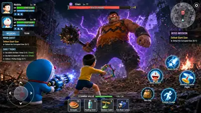 Doraemon action RPG mobile game battle screenshot