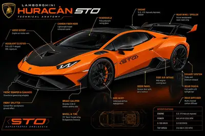 ランボルギーニ・ウラカンSTOテクニカルインフォグラフィック