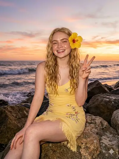 Tropical Fashion Editorial Beach Portrait