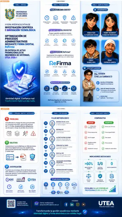 Corporate tech-style university trifold brochure design (Spanish)