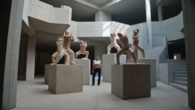 Brutalist atrium dance music video prompt for Seedance 2.0