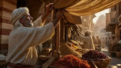 14th-Century Egyptian Spice Market Cinematic Scene
