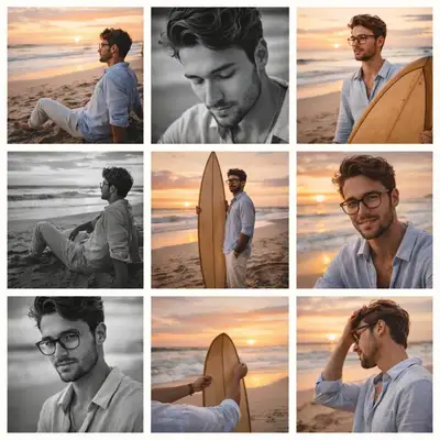Cinematic Beach Photo Collage Prompt