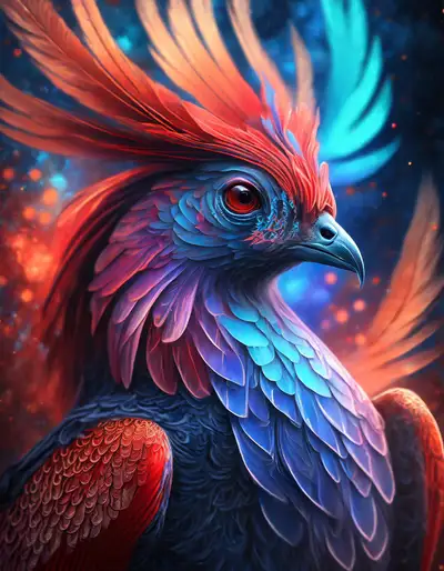Mystischer Phönix-Vogel Nahaufnahme