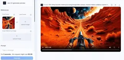 Mars Canyon Motorradverfolgungsjagd mit Meteor und Alien-Raumschiff