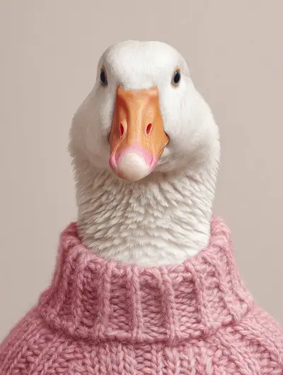 White Goose in Knit Sweater Portrait