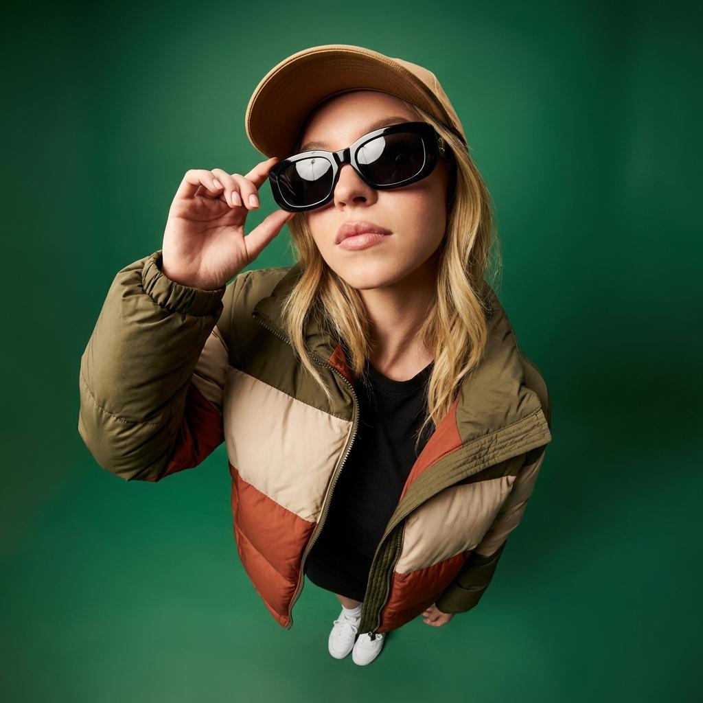Ultra-wide fisheye top-down portrait prompt