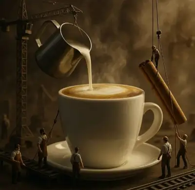Microscopic Baristas in a Giant Coffee Cup