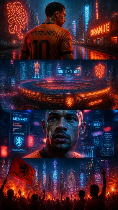 Netherlands cyberpunk neon football collage