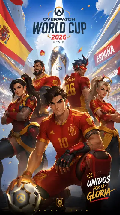Overwatch style World Cup 2026 Spain poster