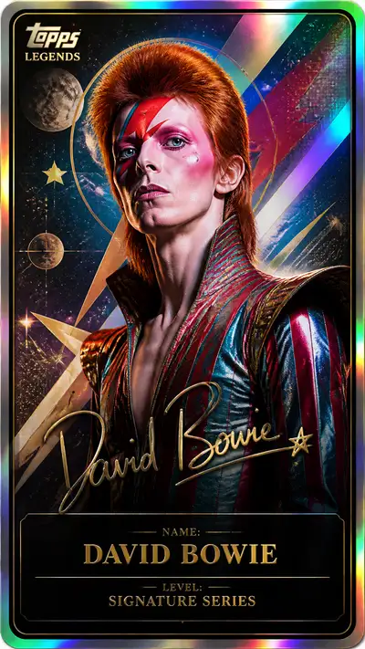 David Bowie avant-garde cosmic trading card design