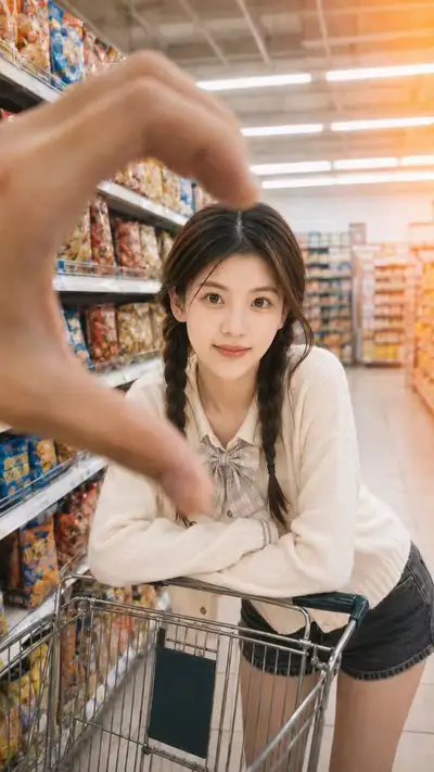 Cinematic Supermarket Crush Moment Photo