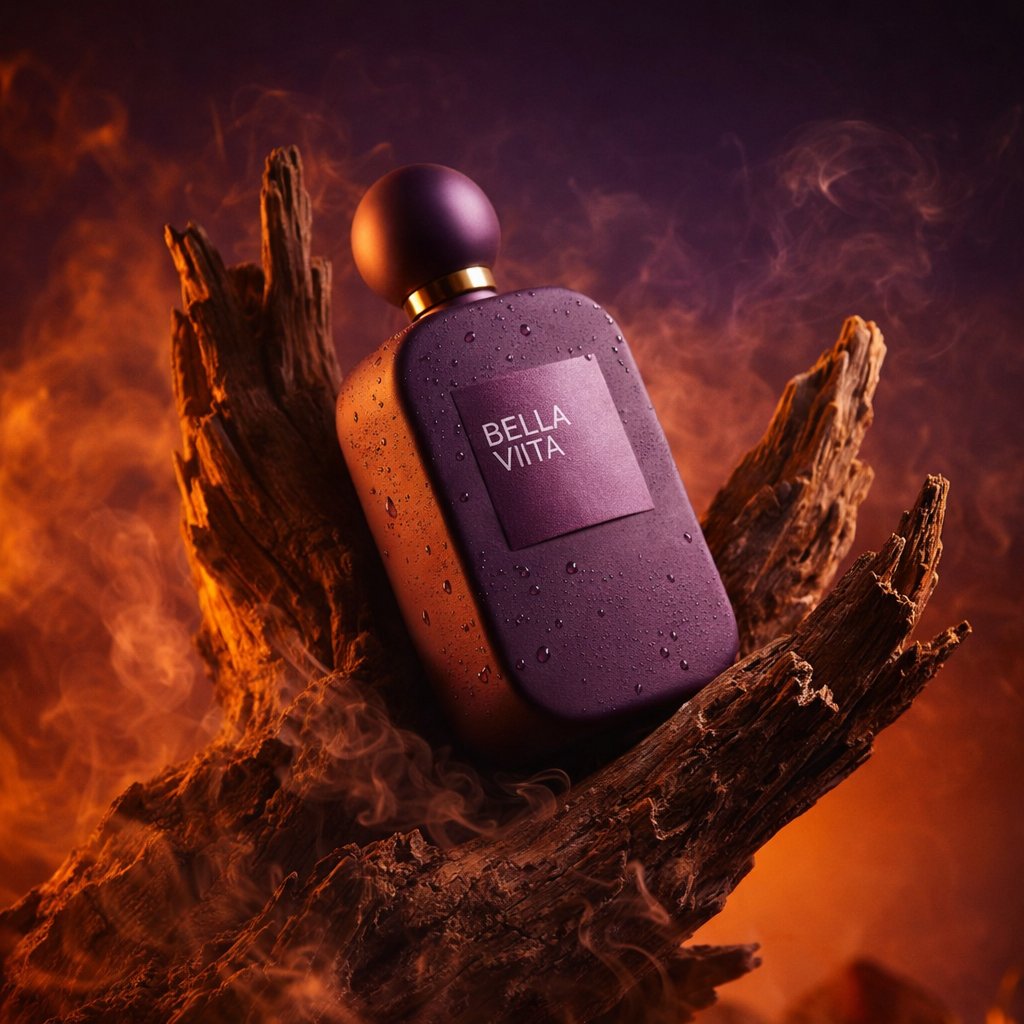 Perfume-as-environment: forest-set product photography JSON