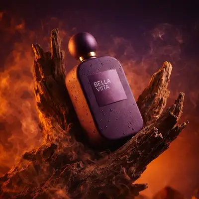 Perfume-as-environment: forest-set product photography JSON