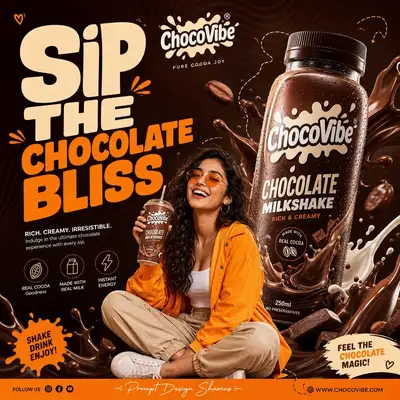 Gen-Z chocolate milkshake commercial poster