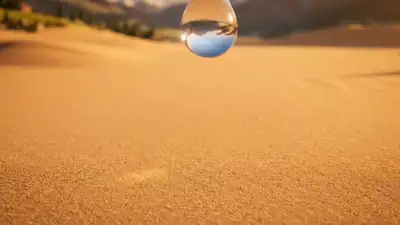 水滴变形为微型瑞士阿尔卑斯山村