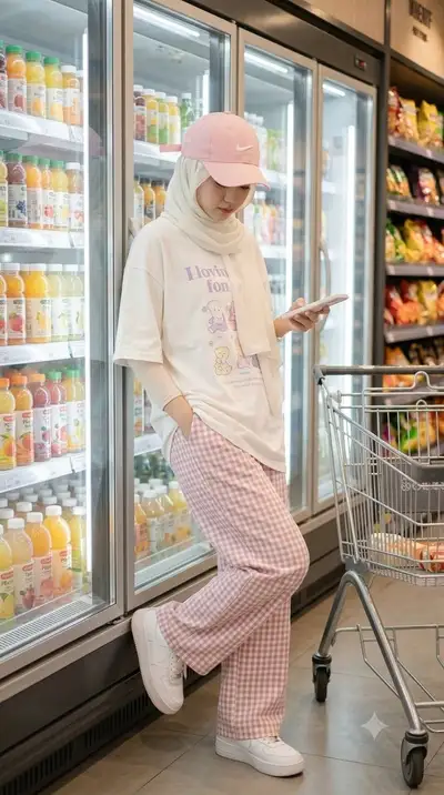 Aesthetic Grocery Shopping Hijabi Woman