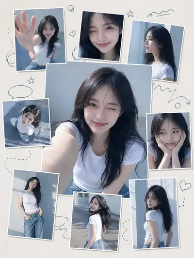 Koreanisch inspiriertes minimalistisches Selfie-Collage-Poster