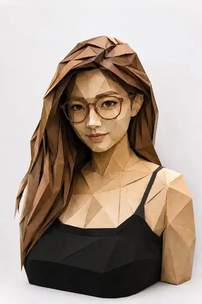 Low-Poly Papercraft Portrait of a Stylish Man
