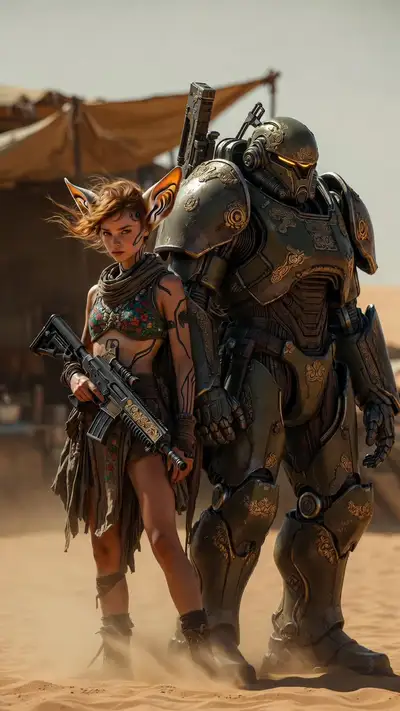 Post-Apocalyptic Fennec Girl and Baroque Power Armor