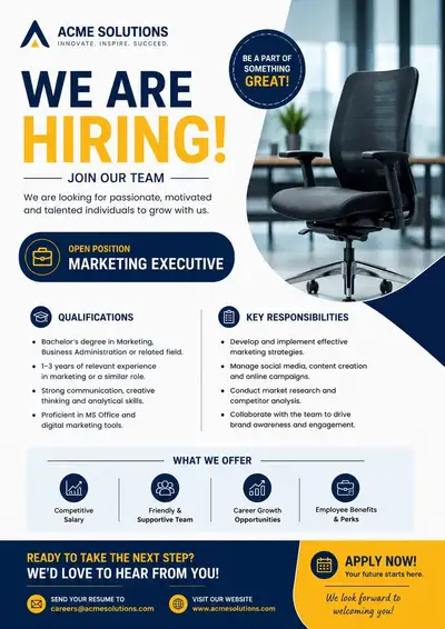 Corporate hiring job advertisement poster prompt