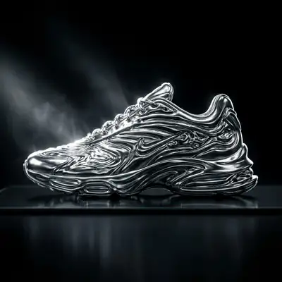 Liquid Chrome Futuristic Sneaker Product Shot