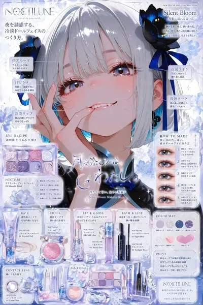 Fictional cosmetics brand makeup recipe poster