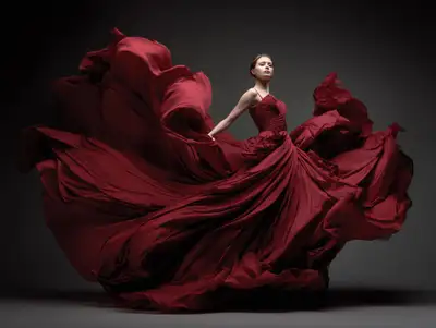 Plantilla de fotografía de moda con tela en movimiento