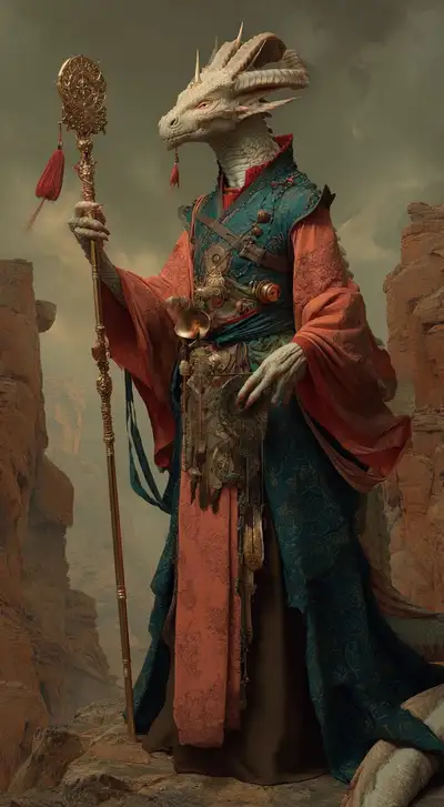 Anthropomorphic Dragon in Desert Canyon