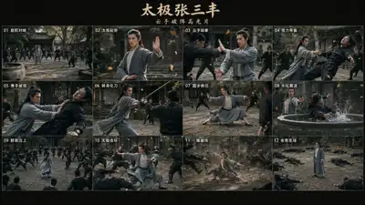 Tai Chi Zhang Sanfeng Cloud Hands Battle Highlight Scene Prompt