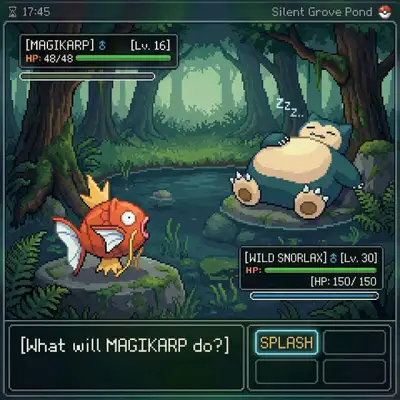 Magikarp vs Snorlax Battle Scene