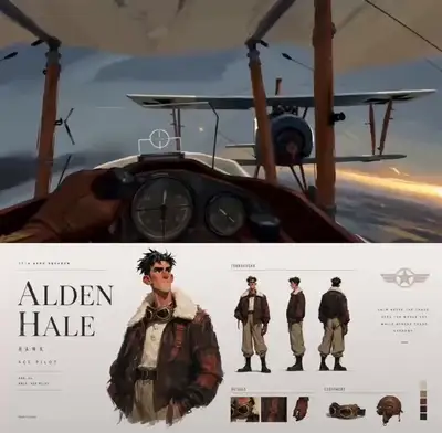 WWI biplane dogfight cinematic short animation storyboard