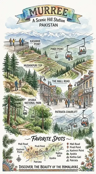 Murree Travel Poster Watercolor Illustration