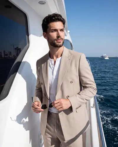 Photo Éditoriale de Mode Masculine sur Yacht de Luxe