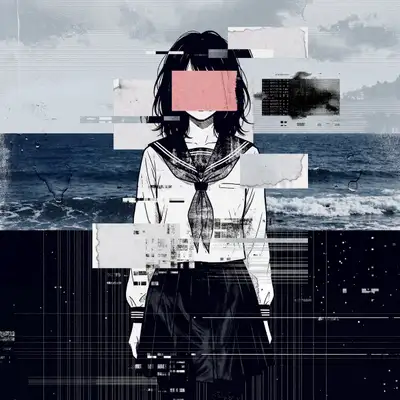 Digital Glitch Sailor Uniform Collage