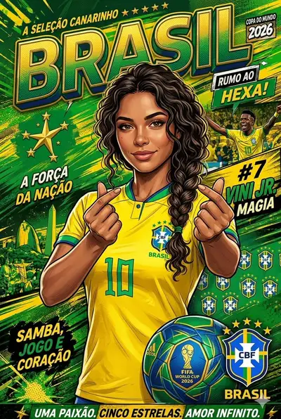 Brazil World Cup 2026 Comic Poster