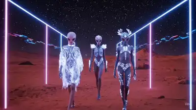 Alien Fashion Show on Mars Video Prompt