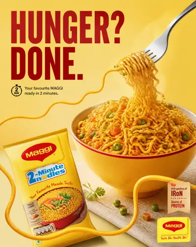 Modulares Editorial-Werbekampagnenkonzept für Maggi-Nudeln