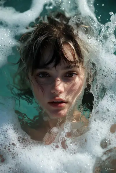 Ethereal Underwater Portrait with Sea Foam