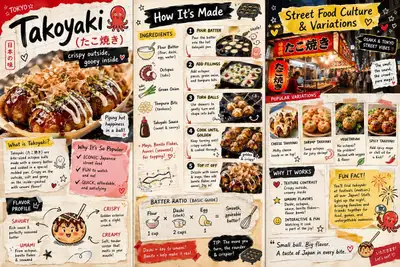 章鱼烧街头美食zine信息图