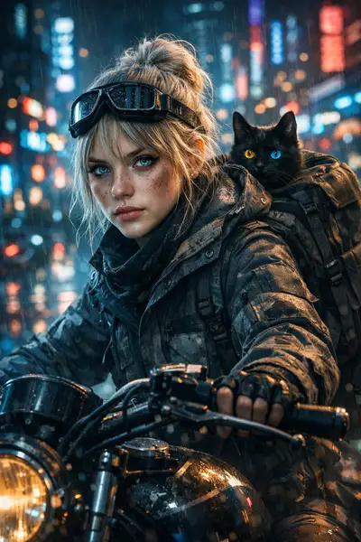 Cinematic Cyberpunk Portrait of a Female Survivor