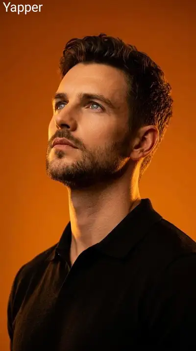 Cinematic Studio Portrait with Warm Orange Gradient