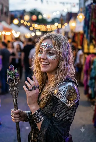 Fantasy Festival Woman with Crystal Staff