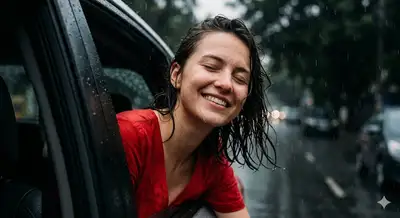 Cinematic Rainy Car Window Portrait