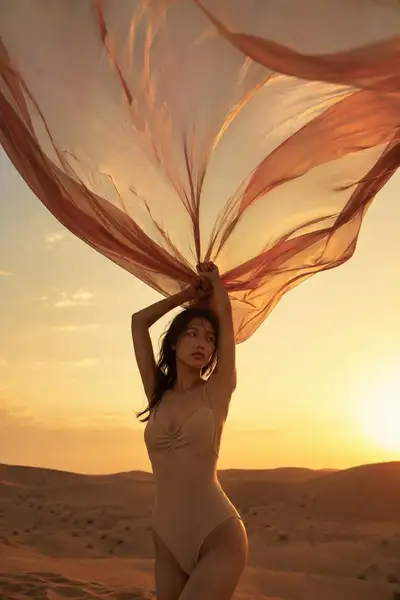 Golden Hour Desert Silhouette Portrait