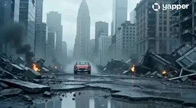 Apocalyptic Mecha Transformation Tracking Shot