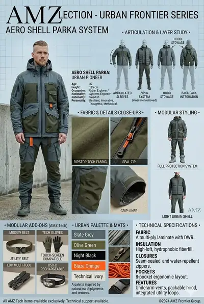 AMZ Men's Technical Outerwear Design Spec Sheet
