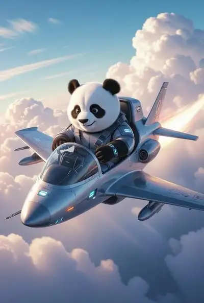Panda Pilot in Futuristic Jet