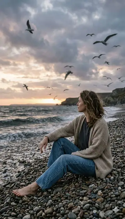 Cinematic Beach Sunset Woman